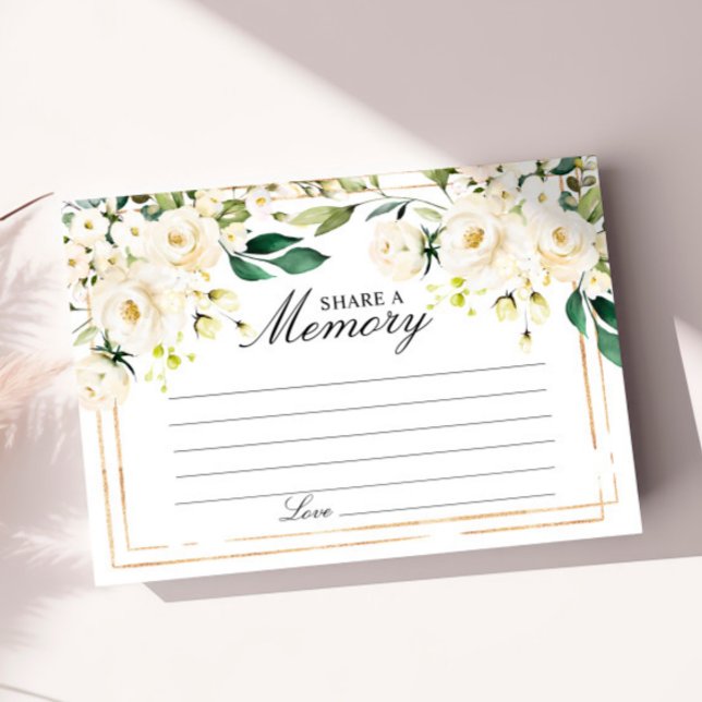 Cartão RSVP Elegant White Rose Funeral Share a Memory Card (Criador carregado)