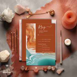 Cartão RSVP Elegante Agate Terracotta, Abstrato moderno