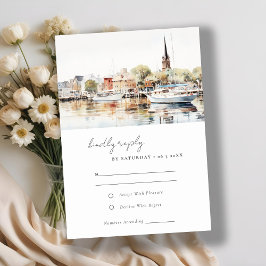 Cartão RSVP Elegante Annapolis Maryland Watercolor Wedding