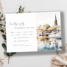 Cartão RSVP Elegante Annapolis Maryland Watercolor Wedding