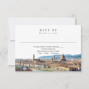 Cartão RSVP Elegante Aquarela Casamento Florença Itália