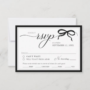 Cartão RSVP Elegante Arco Preto e Branco Simples Clássico Casa