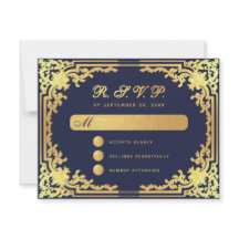 Elegante Azul Marinho com Folha Dourada Falso Casa