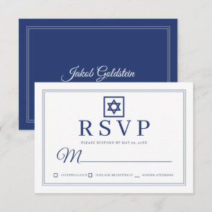 Cartão RSVP Elegante Bar Clássico Simples Chic Mitzvah