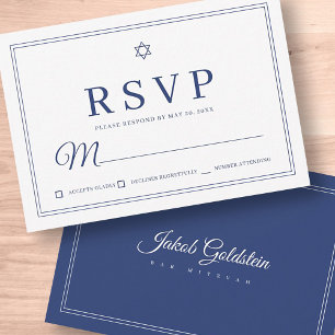 Cartão RSVP Elegante Bar Clássico Simples Chic Mitzvah