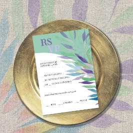 Cartão RSVP Elegante Belo Azul Boho Floral Aquarela