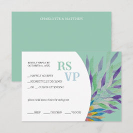 Cartão RSVP Elegante Belo Floral Roxo Aquarela