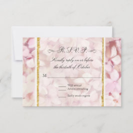 Cartão RSVP Elegante Blush - Hidrangea Dourada moderna