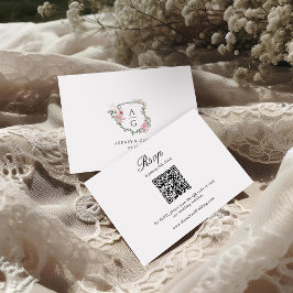 Cartão RSVP Elegante Blush Pink Floral Monograma Crest Código 
