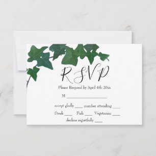 Cartão RSVP Elegante boho aquarela Verde Ivy