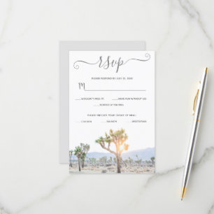 Cartão RSVP Elegante Boho Cinza Verde Árvore de Joshua Persona
