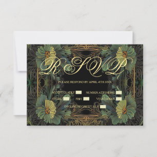 Cartão RSVP Elegante botânica vitoriana
