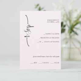 Cartão RSVP Elegante Caligrafia Exótica Rosa Suave
