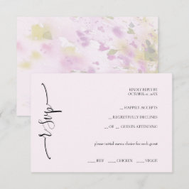 Cartão RSVP Elegante Caligrafia Exótica Rosa Suave