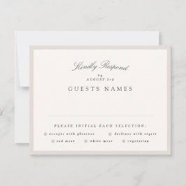 Cartão RSVP Elegante Caligrafia Minimalista de Casamento