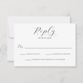 Cartão RSVP Elegante Caligrafia Simples para Casamento Moderno