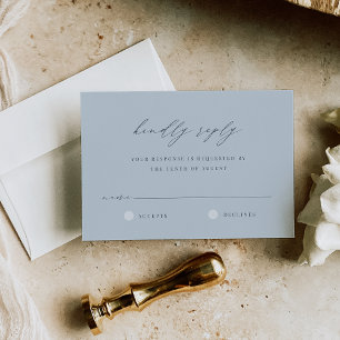 Cartão RSVP Elegante Casamento Azul Pálido Costeiro