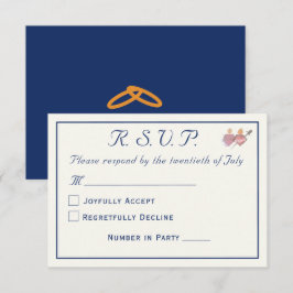 Cartão RSVP Elegante Casamento Católico de Duas Corações em Az
