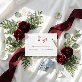 Cartão RSVP Elegante Casamento com Roteiro Romântico