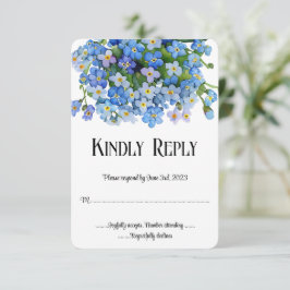 Cartão RSVP Elegante Casamento de Aquarela Não-me-esqueças