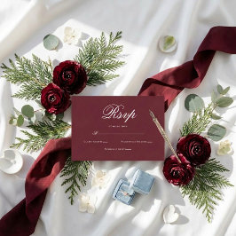 Cartão RSVP Elegante Casamento de Roteiro Romântico