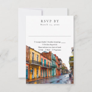 Cartão RSVP Elegante Casamento em Aquarela de Nova Orleans