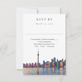 Cartão RSVP Elegante Casamento em Aquarela do Horizonte de Tor