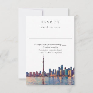 Cartão RSVP Elegante Casamento em Aquarela do Horizonte de Tor
