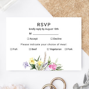 Cartão RSVP Elegante Casamento Floral Boho Aquarela