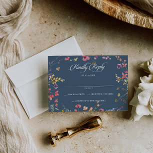 Cartão RSVP Elegante Casamento Floral Botânico