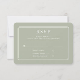 Cartão RSVP Elegante Casamento Formal Verde Sage