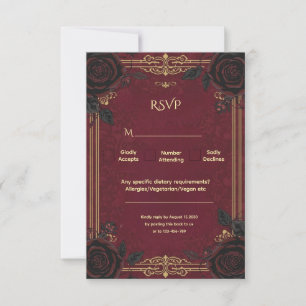 Cartão RSVP Elegante Casamento Gótico Romance