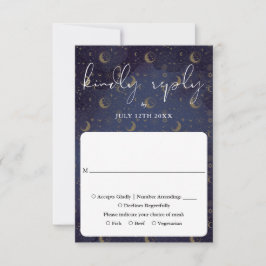 Cartão RSVP Elegante Casamento Místico Celestial