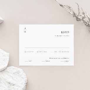 Cartão RSVP Elegante Casamento Moderno Preto e Branco
