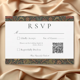 Cartão RSVP Elegante Casamento outono botânico de algodão da v