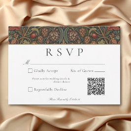 Cartão RSVP Elegante Casamento outono botânico de algodão da v