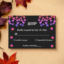 Cartão RSVP Elegante Casamento outono De Folhas Brilhantes A P