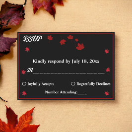Cartão RSVP Elegante Casamento outono Russo Negro E Branco
