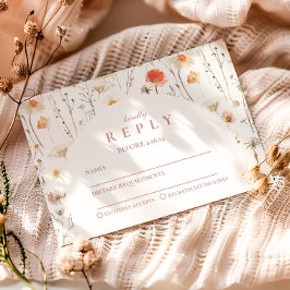 Cartão RSVP Elegante Celebração de Formatura com Flores Silves