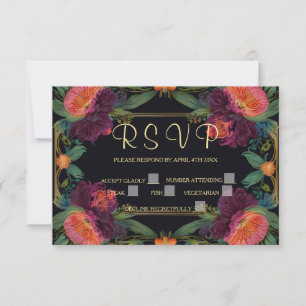 Cartão RSVP Elegante, cor-de-rosa-rosa-escura, cor-de-rosa-mag