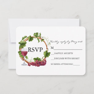 Cartão RSVP Elegante Coroa de Vides em Aquarela Casamento