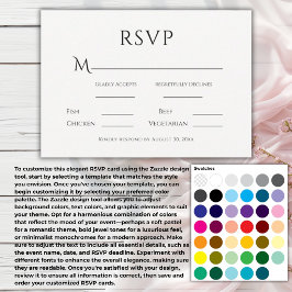 Cartão RSVP Elegante Crie Seu Próprio Casamento de Cor