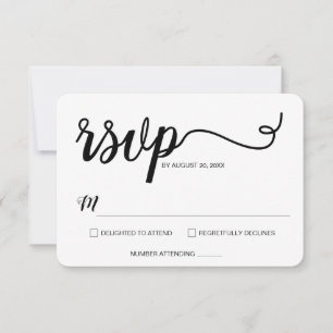 Cartão RSVP Elegante de Tipografia de Script Minimalista