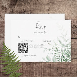 Cartão RSVP Elegante Delicar Greenery Ferns Código QR