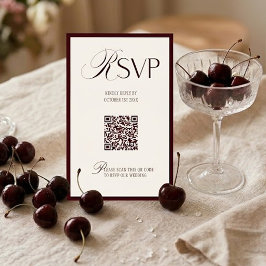 Cartão RSVP Elegante Dinheiro Antigo Borgonha Marfim