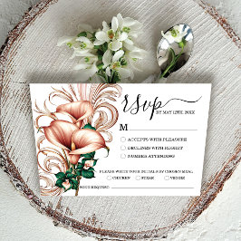 Cartão RSVP Elegante Dourada Calla Lily Wedding | Verde e Cost