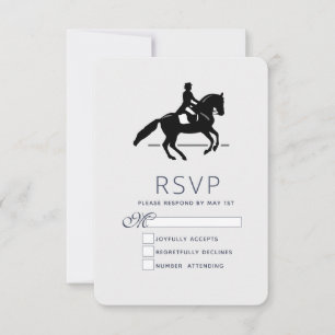 Cartão RSVP Elegante Dressage Rider Executando um Pirouette