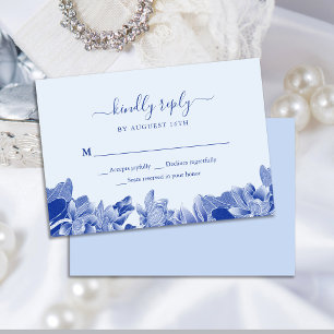Cartão RSVP Elegante Dusty Blue Chinesice Chic Floral