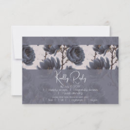 Cartão RSVP Elegante Dusty Marinho Blue casamento Floral