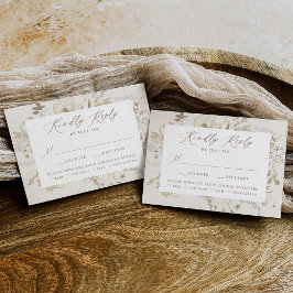 Cartão RSVP Elegante Escolha de Refeição Creme Floral Vintage